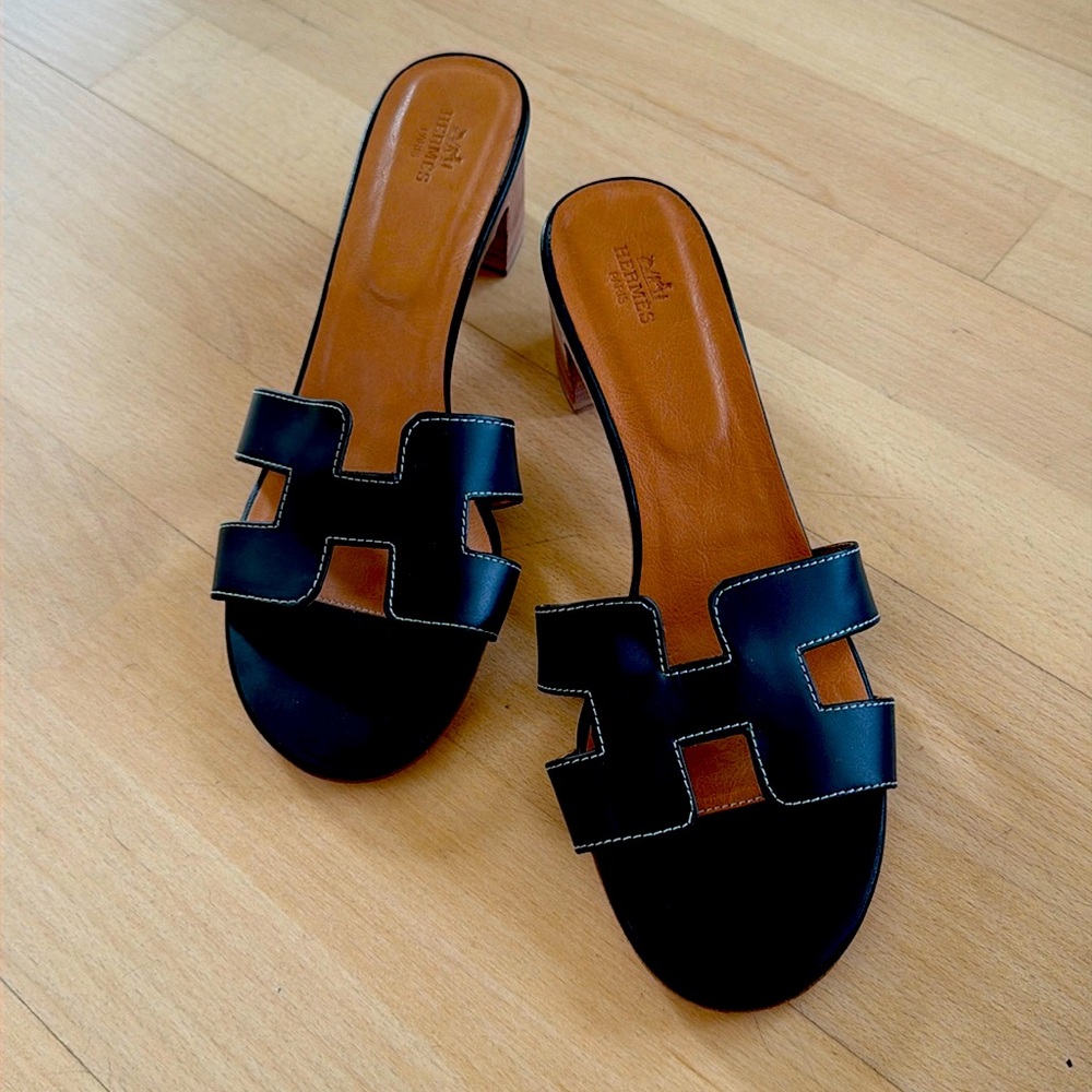Hermes sandals with a small block heel